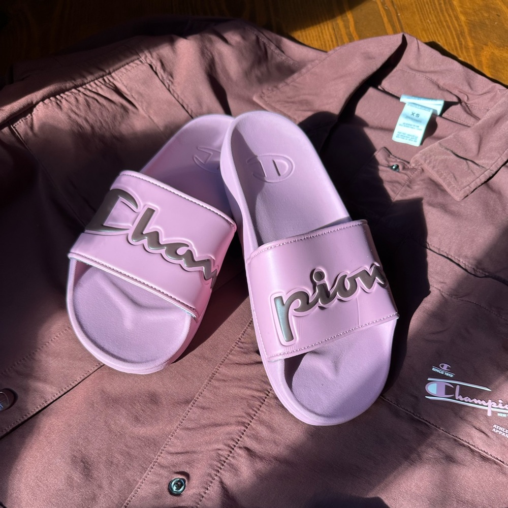 Champion Light Pink Slide Sandals